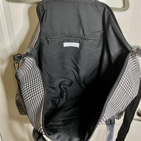 NWT Lulu Dharma Black White Plaid Frasier Weekender Bag - Picture 4 of 5